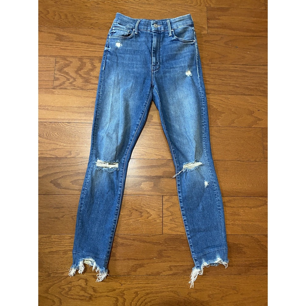 MOTHER Denim LOOKER High Waisted Ankle Chew Distressed Jeans DANCING THE HULA 26